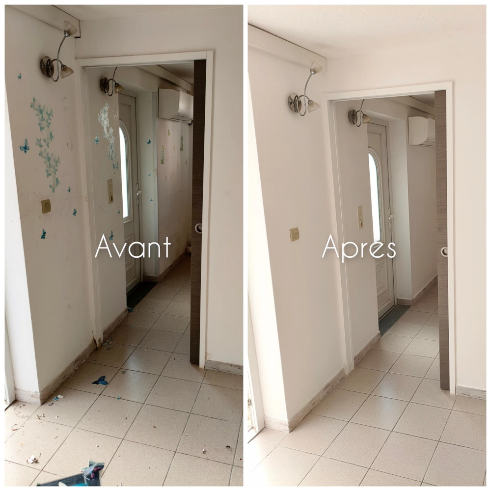 À Canet en Roussillon, rafraîchissement de logement de vacances, en blanc velours et rebouchage des défauts de surface